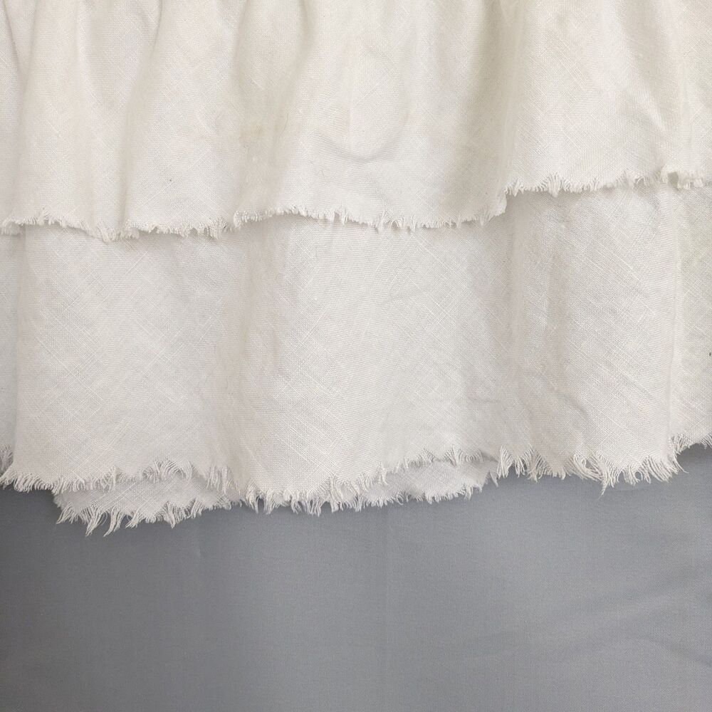 Old Navy 100% Linen White Mini Skirt Size 4 Low Waist Lined Tiered Ruffle Y2K - Picture 4 of 11